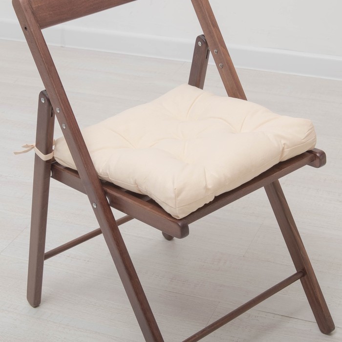 Набор подушек для стула 35х35 см 2шт, цв бежевый, бязь, холлофайбер