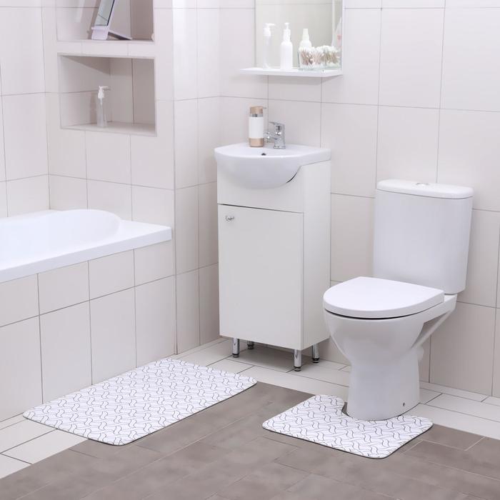 Набор ковриков для ванны и туалета Доляна «Винель», 2 шт: 40×50, 50×80 см, цвет МИКС