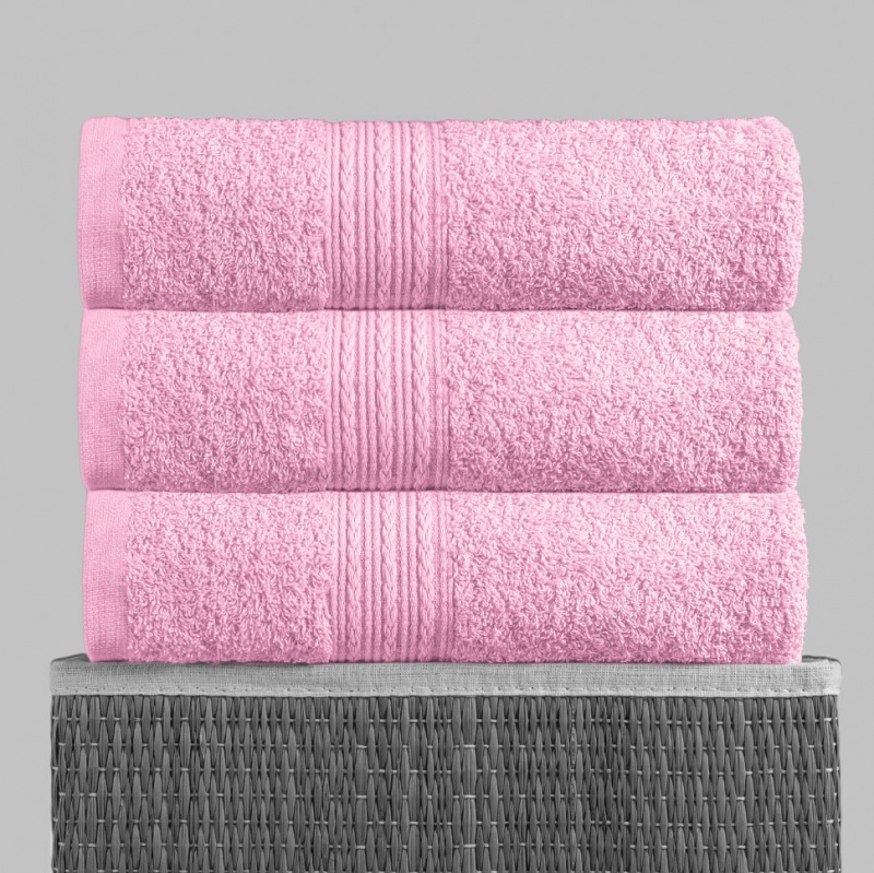 Полотенце махровое с бордюром (Светло-розовый)